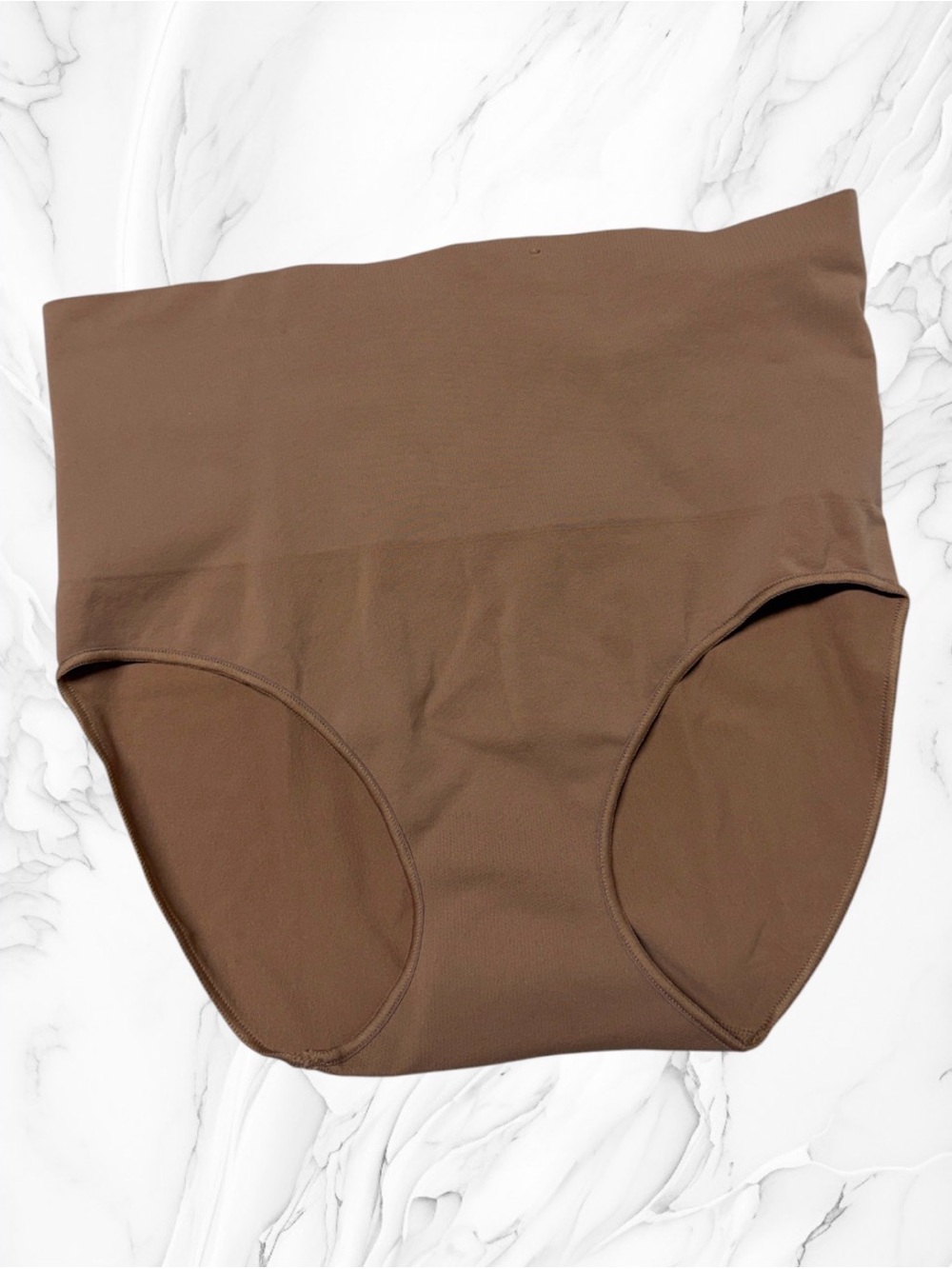 SPANX tan high-waisted seamless shaping briefs wide smoothing waist M